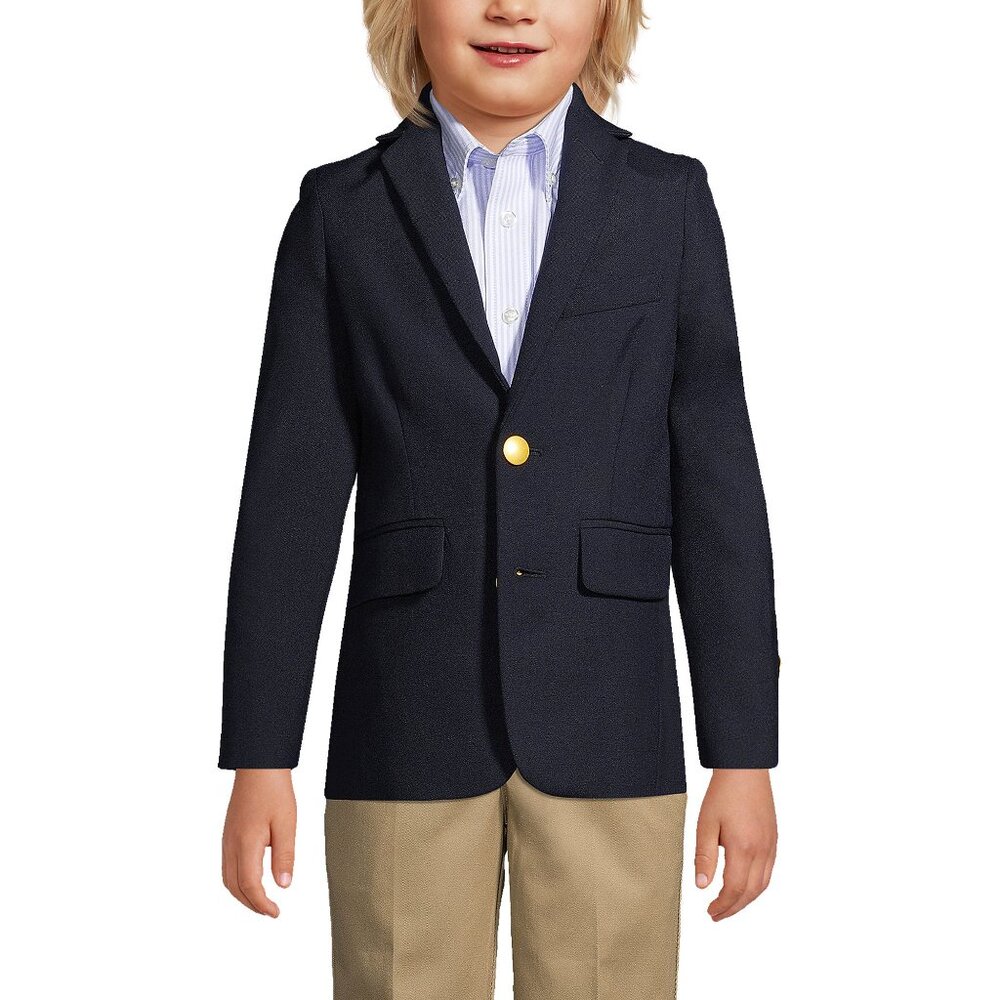 Lands' End Boys Tailored Fit Hopsack Blazer, Deep Navy, School Uniform, NWT